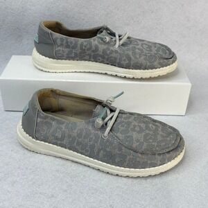Hey Dude Wendy Youth Sz3 Ladies 4 Cat Eye‎ Grey Leopard Print Slip On Shoes
